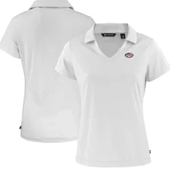 Women New York Jets Polos^Women's Cutter & Buck White Daybreak Eco Recycled V-neck Polo