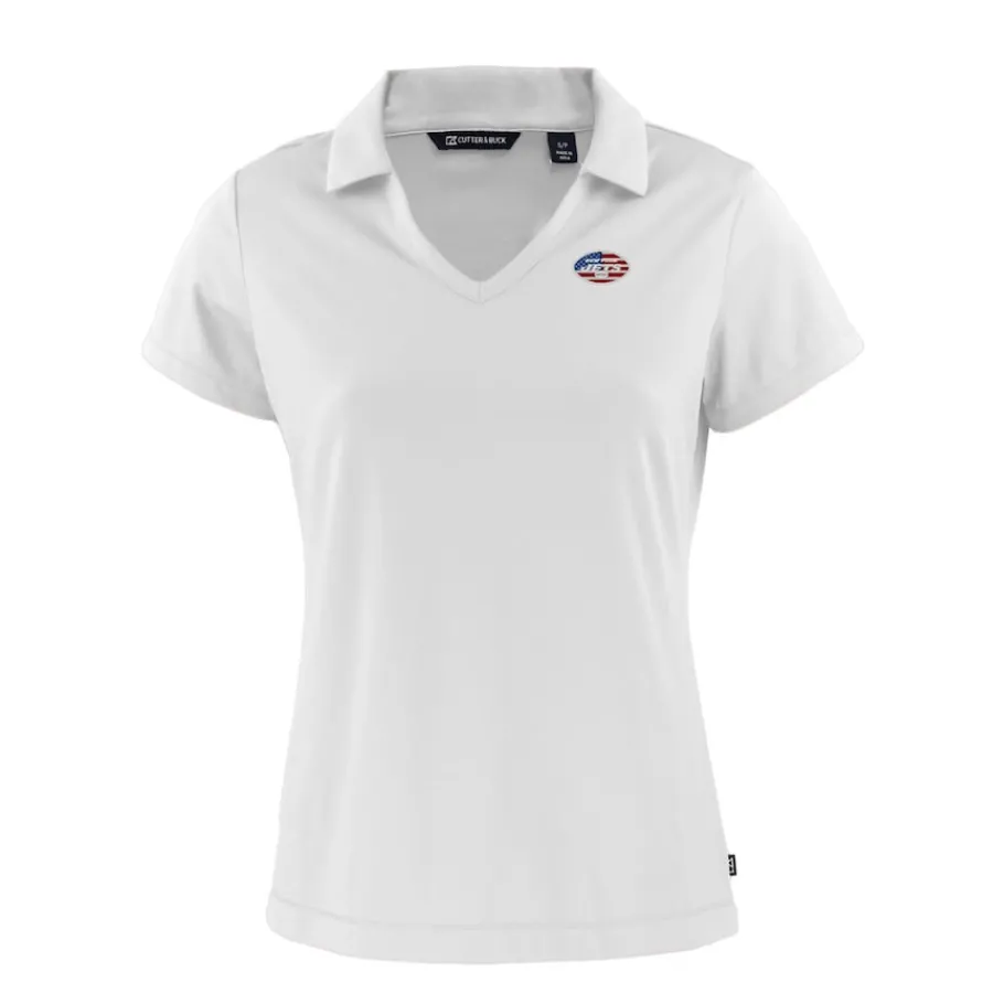 Women New York Jets Polos^Women's Cutter & Buck White Daybreak Eco Recycled V-neck Polo