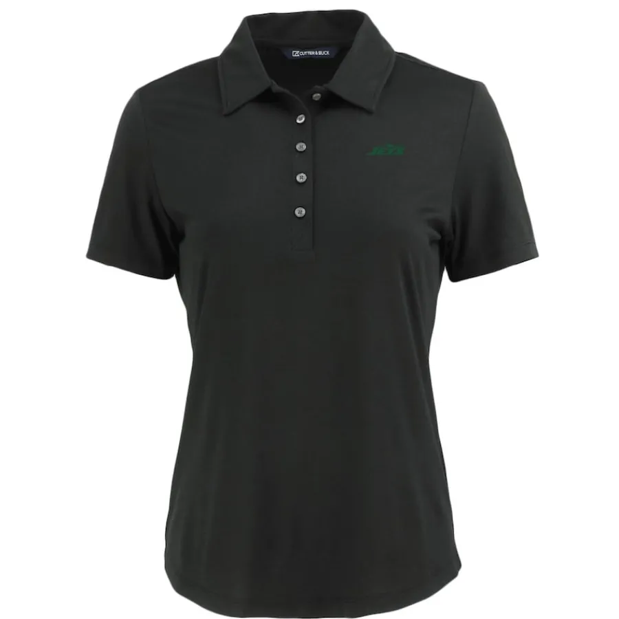 Women New York Jets Polos^Women's Cutter & Buck Black Primary Logo Coastline Epic Comfort Eco Recycled Polo