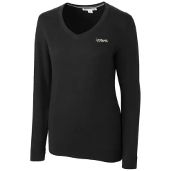 Women New York Jets Sweaters & Dress Shirts | Sweaters^Women's Cutter & Buck Black Throwback Logo Lakemont Tri-Blend V-Neck Sweater