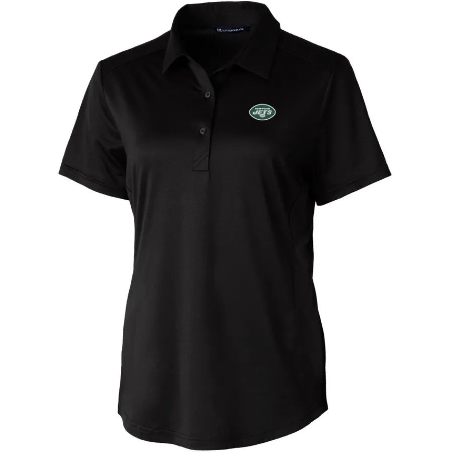 Women New York Jets Polos^Women's Cutter & Buck Black Prospect Textured Stretch Polo