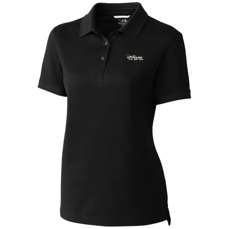 Women New York Jets Polos^Women's Cutter & Buck Black Throwback Logo Advantage Tri-Blend Pique Polo