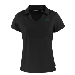 Women New York Jets Polos^Women's Cutter & Buck Black Primary Logo Daybreak Eco Recycled V-Neck Polo