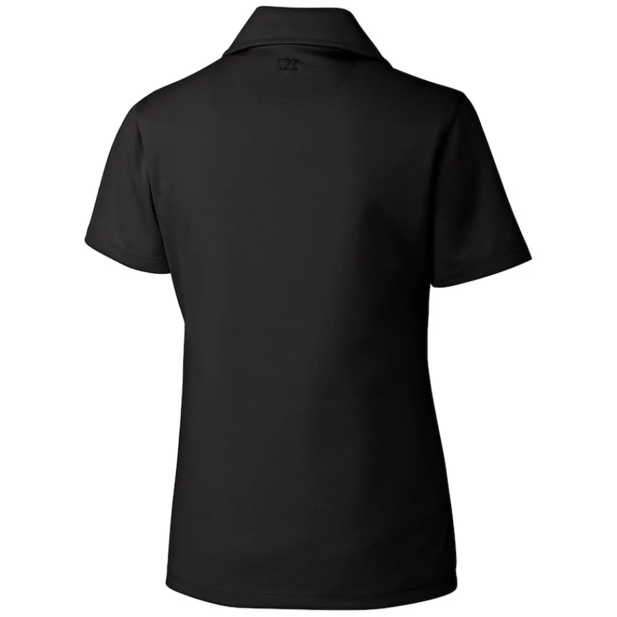 Women New York Jets Polos^Women's Cutter & Buck Black Throwback Logo Genre DryTec Textured Polo