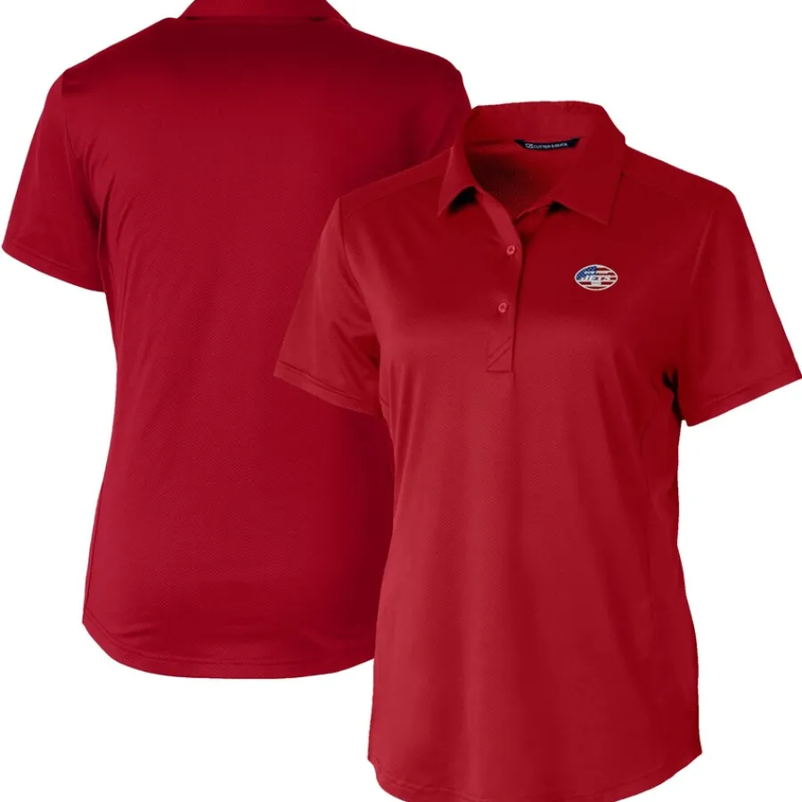 Women New York Jets Polos^Women's Cutter & Buck Cardinal Americana Prospect Textured Stretch Polo