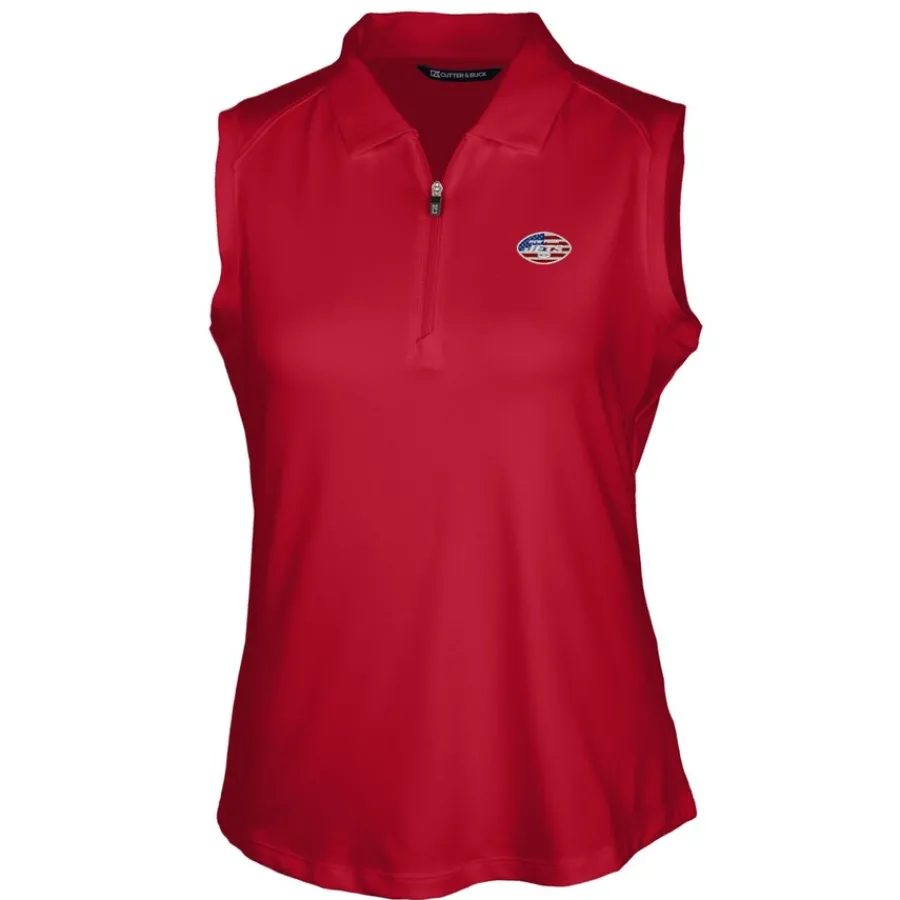 Women New York Jets Polos^Women's Cutter & Buck Cardinal Forge DryTec Stretch Sleeveless Polo