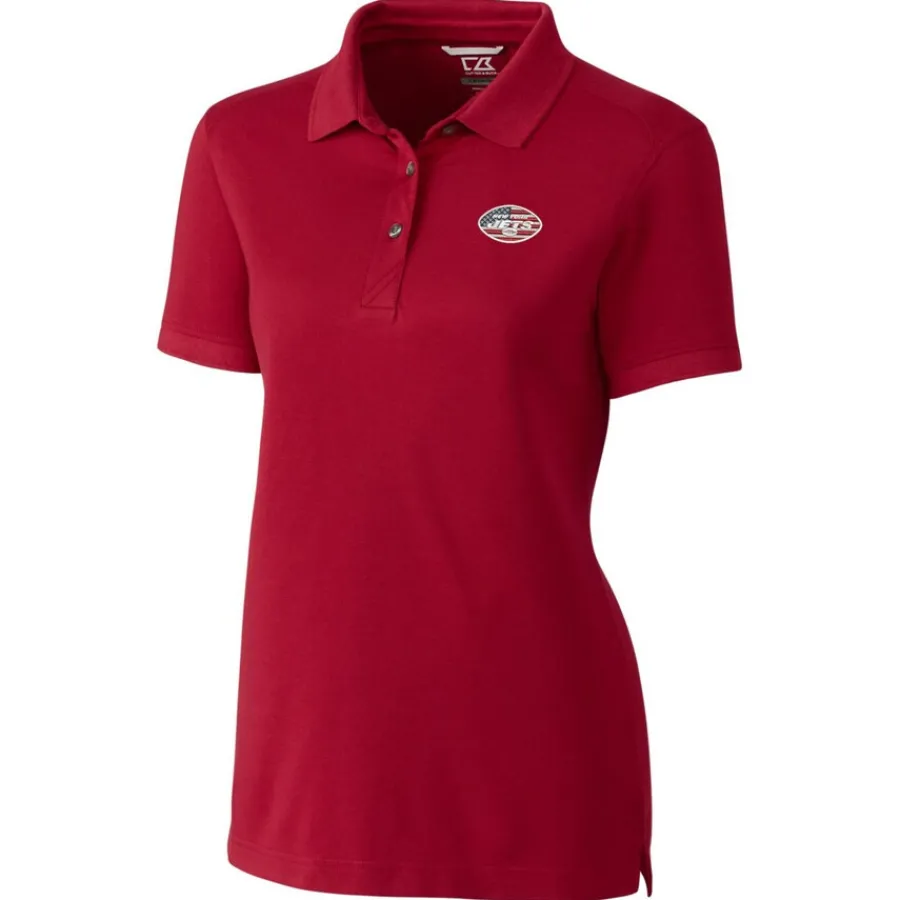 Women New York Jets Polos^Women's Cutter & Buck Cardinal Advantage DryTec Tri-Blend Pique Polo