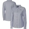 Women New York Jets Sweaters & Dress Shirts^Women's Cutter & Buck Charcoal Throwback Logo Oxford Stretch Long Sleeve Button-Up Shirt