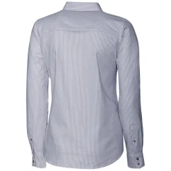 Women New York Jets Sweaters & Dress Shirts^Women's Cutter & Buck Charcoal Throwback Logo Stretch Oxford Stripe Long Sleeve Button-Up Shirt