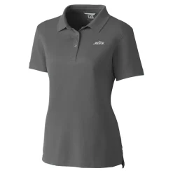 Women New York Jets Polos^Women's Cutter & Buck Gray Monochromatic Logo DryTec Advantage Tri-Blend Pique Polo