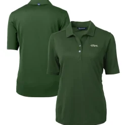 Women New York Jets Polos^Women's Cutter & Buck Green Throwback Logo Virtue Eco Pique Recycled Polo