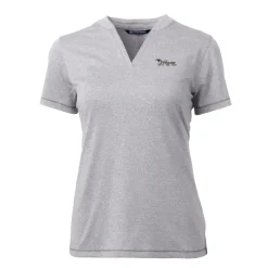 Women New York Jets Sweaters & Dress Shirts^Women's Cutter & Buck Heather Gray Throwback Logo Forge Blade V-Neck Polo