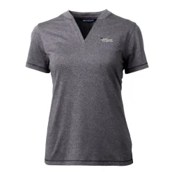 Women New York Jets Sweaters & Dress Shirts^Women's Cutter & Buck Heather Charcoal Throwback Logo Forge Blade V-Neck Polo