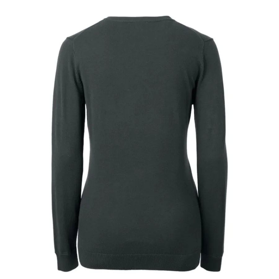 Women New York Jets Sweaters & Dress Shirts | Sweaters^Women's Cutter & Buck Heather Charcoal Throwback Logo Lakemont Tri-Blend V-Neck Sweater