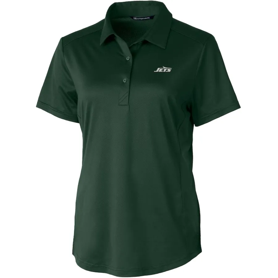 Women New York Jets Polos^Women's Cutter & Buck Hunter Green Primary Logo Prospect Eco Textured Stretch Recycled Polo