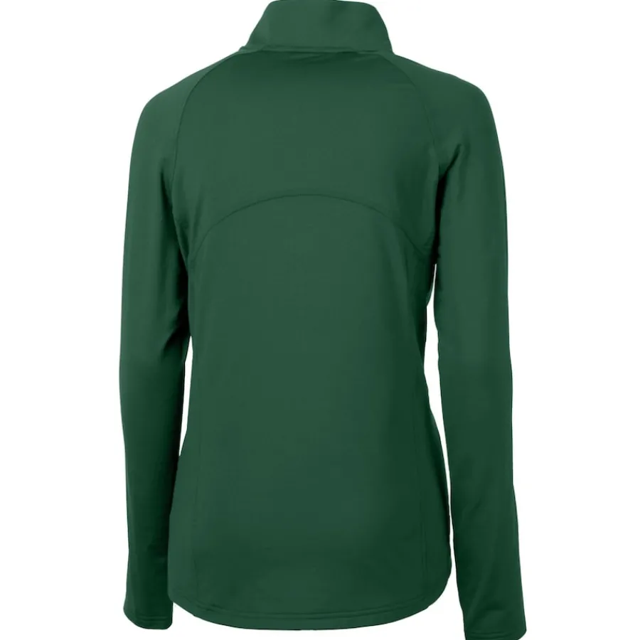 Women New York Jets Jackets | Sweatshirts & Fleece^Women's Cutter & Buck Hunter Green Primary Logo DryTec Adapt Eco Knit Stretch Recycled Raglan Half-Zip Top