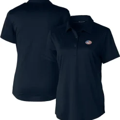 Women New York Jets Polos^Women's Cutter & Buck Navy Americana Prospect Textured Stretch Polo
