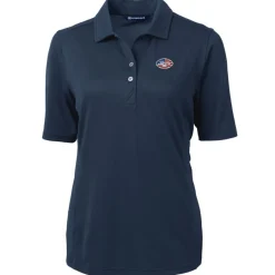 Women New York Jets Polos^Women's Cutter & Buck Navy Virtue Eco Pique Recycled Polo