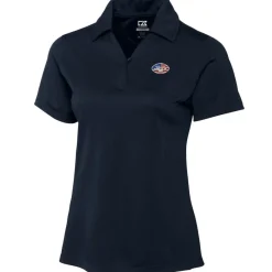 Women New York Jets Polos^Women's Cutter & Buck Navy Genre DryTec Textured Polo