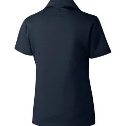 Women New York Jets Polos^Women's Cutter & Buck Navy Genre DryTec Textured Polo