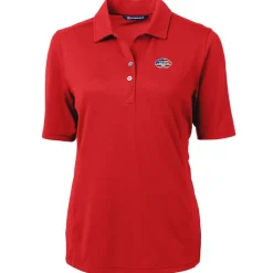 Women New York Jets Polos^Women's Cutter & Buck Red Virtue Eco Pique Recycled Polo