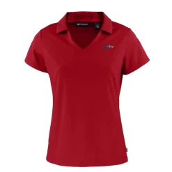 Women New York Jets Polos^Women's Cutter & Buck Red Americana Daybreak Eco Recycled V-Neck Polo