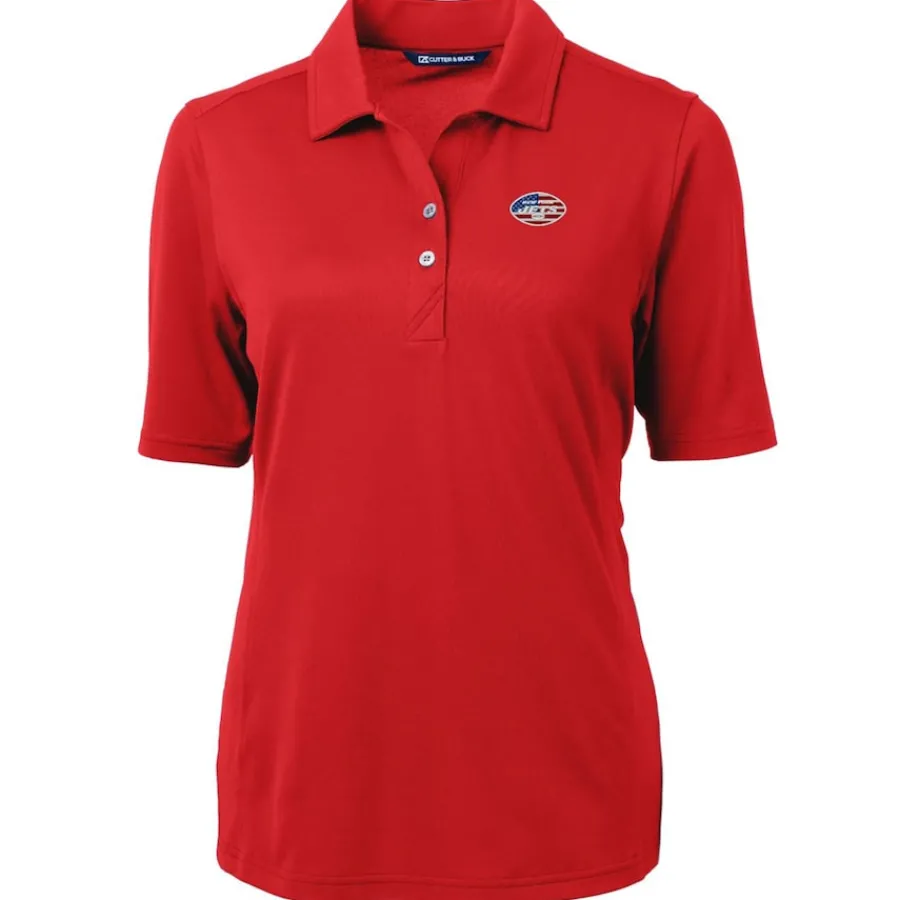Women New York Jets Polos^Women's Cutter & Buck Red Virtue Eco Pique Recycled Polo