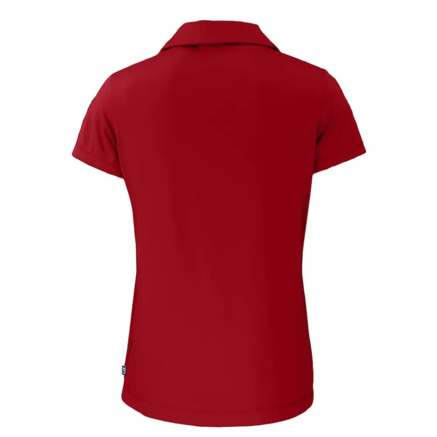 Women New York Jets Polos^Women's Cutter & Buck Red Americana Daybreak Eco Recycled V-Neck Polo