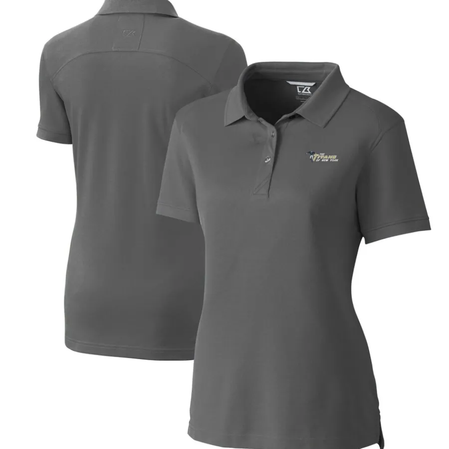 Women New York Jets Polos^Women's Cutter & Buck Steel Throwback Logo Advantage Tri-Blend Pique Polo