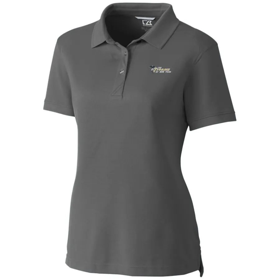Women New York Jets Polos^Women's Cutter & Buck Steel Throwback Logo Advantage Tri-Blend Pique Polo