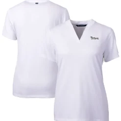Women New York Jets Sweaters & Dress Shirts^Women's Cutter & Buck White Throwback Logo Forge Blade V-Neck Polo