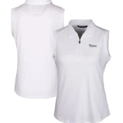 Women New York Jets Polos^Women's Cutter & Buck White Throwback Logo Forge Stretch Sleeveless Polo