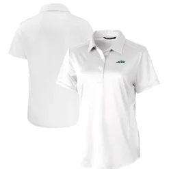 Women New York Jets Polos^Women's Cutter & Buck White Primary Logo Prospect Eco Textured Stretch Recycled Polo