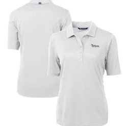 Women New York Jets Polos^Women's Cutter & Buck White Throwback Logo Virtue Eco Pique Recycled Polo