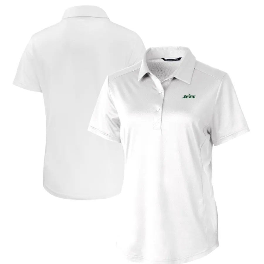 Women New York Jets Polos^Women's Cutter & Buck White Primary Logo Prospect Eco Textured Stretch Recycled Polo