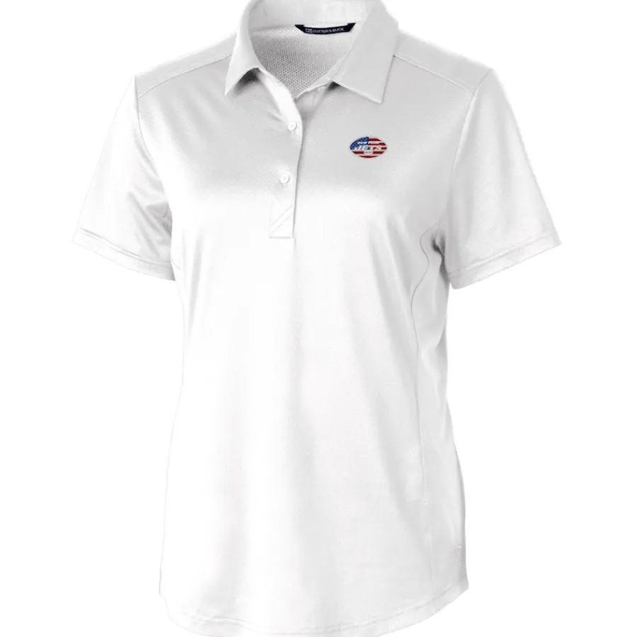 Women New York Jets Polos^Women's Cutter & Buck White Americana Prospect Textured Stretch Polo