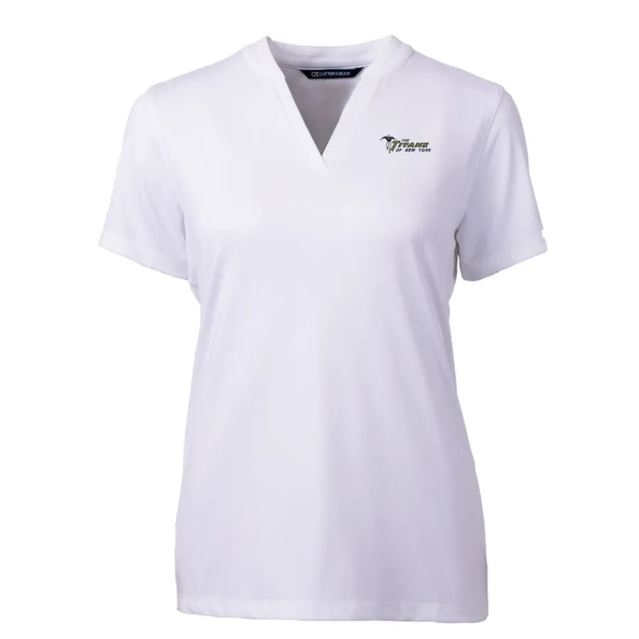 Women New York Jets Sweaters & Dress Shirts^Women's Cutter & Buck White Throwback Logo Forge Blade V-Neck Polo