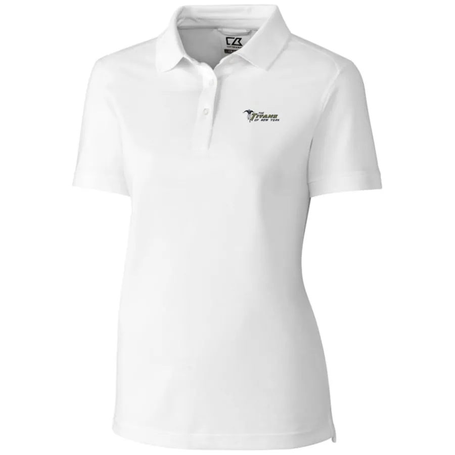 Women New York Jets Polos^Women's Cutter & Buck White Throwback Logo Advantage Tri-Blend Pique Polo