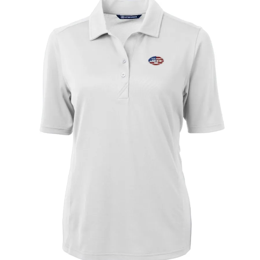 Women New York Jets Polos^Women's Cutter & Buck White Americana Virtue Eco Pique Recycled Polo