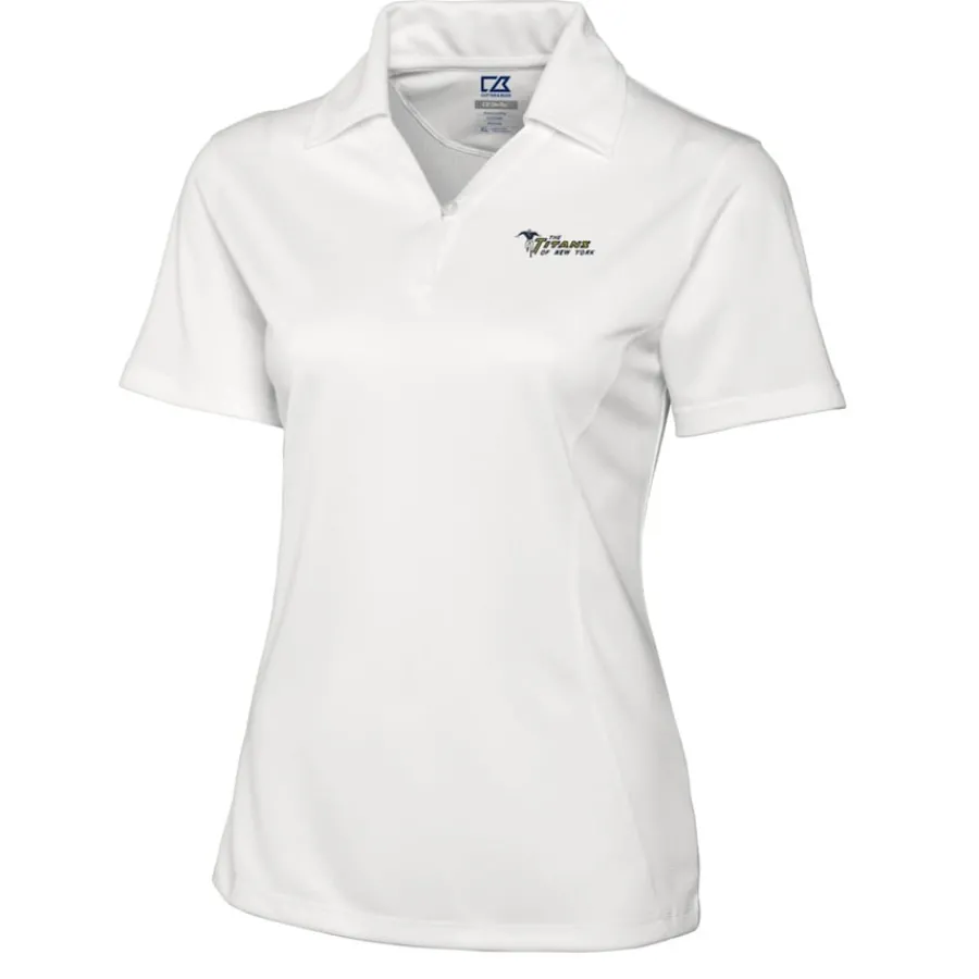 Women New York Jets Polos^Women's Cutter & Buck White Throwback Logo Genre DryTec Textured Polo