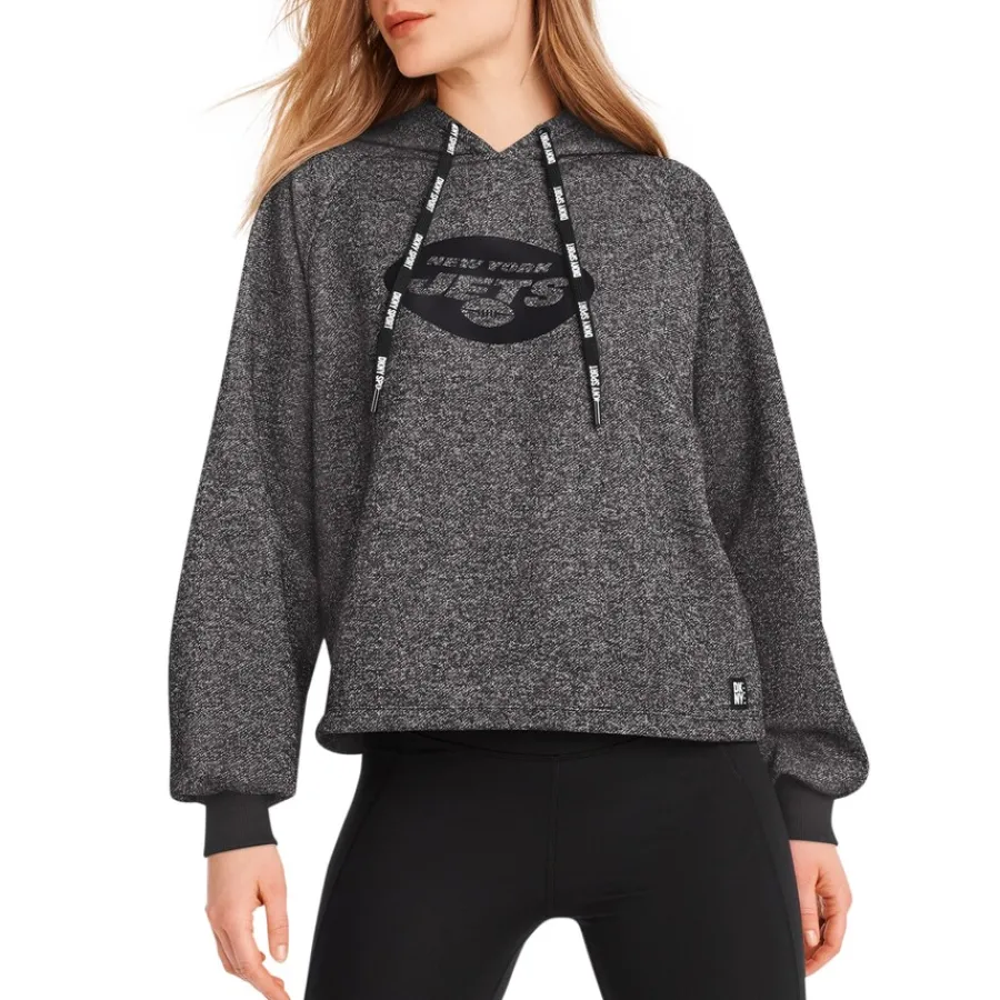Women New York Jets Sweatshirts & Fleece | Women^Women's DKNY Sport Black Debbie Dolman Raglan Pullover Hoodie