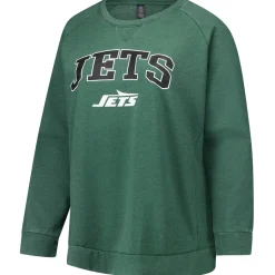 Women New York Jets Sweatshirts & Fleece | Women^Women's Fanatics Heather Green Acid Wash Raglan Pullover Sweatshirt