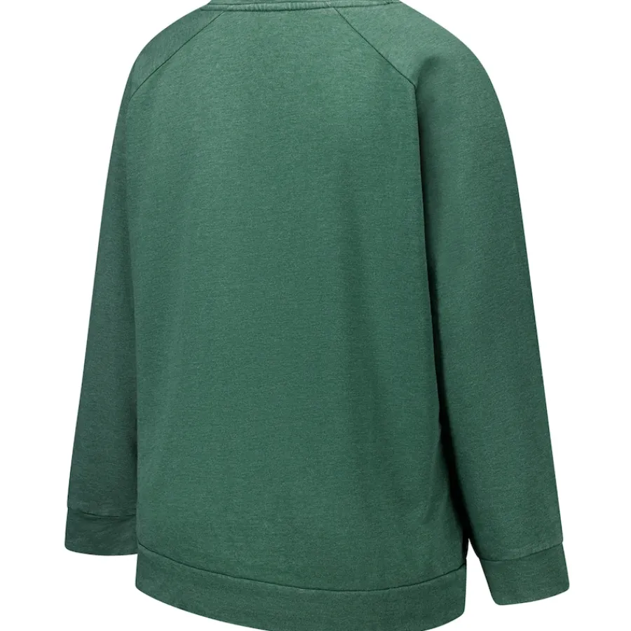 Women New York Jets Sweatshirts & Fleece | Women^Women's Fanatics Heather Green Acid Wash Raglan Pullover Sweatshirt