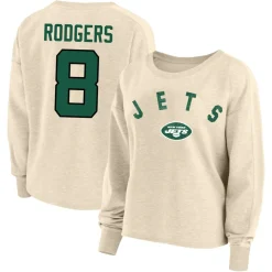 Women New York Jets Plus Sizes | Sweatshirts & Fleece^Women's Fanatics Aaron Rodgers Oatmeal Plus Size Name & Number Crew Pullover Sweatshirt