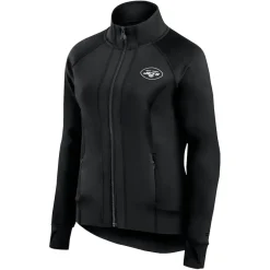 Women New York Jets Jackets^Women's Fanatics Black Studio Fitted Full-Zip Gym Track Jacket