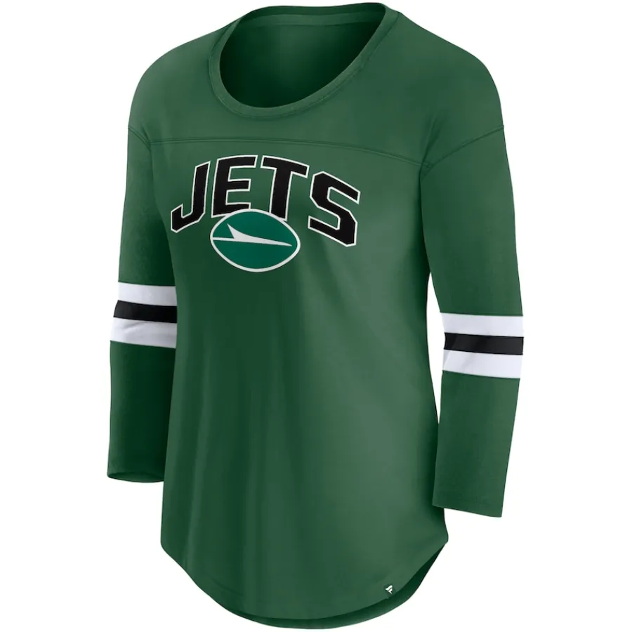 Women New York Jets T-Shirts | Women^Women's Fanatics Green First Team Arch Logo 3/4 Sleeve T-Shirt