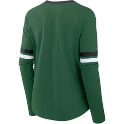 Women New York Jets T-Shirts | Women^Women's Fanatics Green Won And Done Lace-Up Long Sleeve Fashion Top