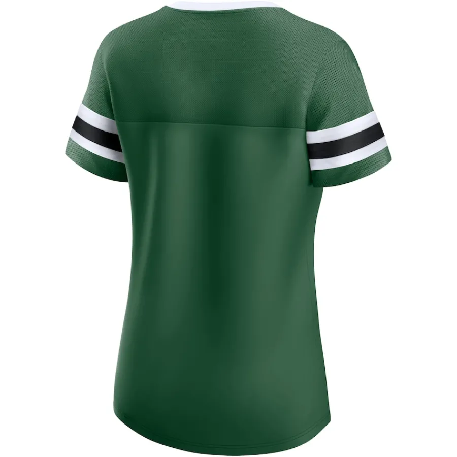 Women New York Jets T-Shirts | Women^Women's Fanatics Green Original State Lace-Up T-Shirt