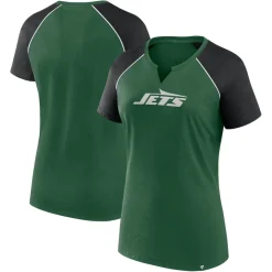 Women New York Jets T-Shirts | Women^Women's Fanatics Green/Black Glittered Primary Raglan T-Shirt