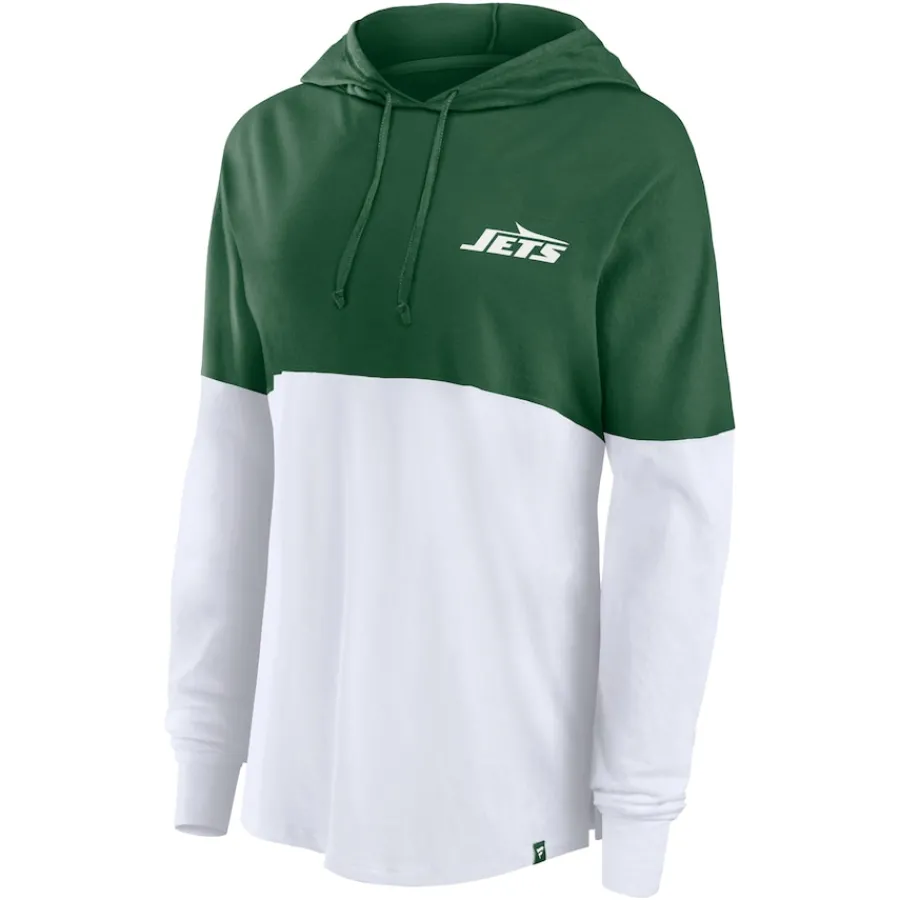 Women New York Jets T-Shirts | Women^Women's Fanatics Green/White Backup Option Long Sleeve Hoodie T-Shirt